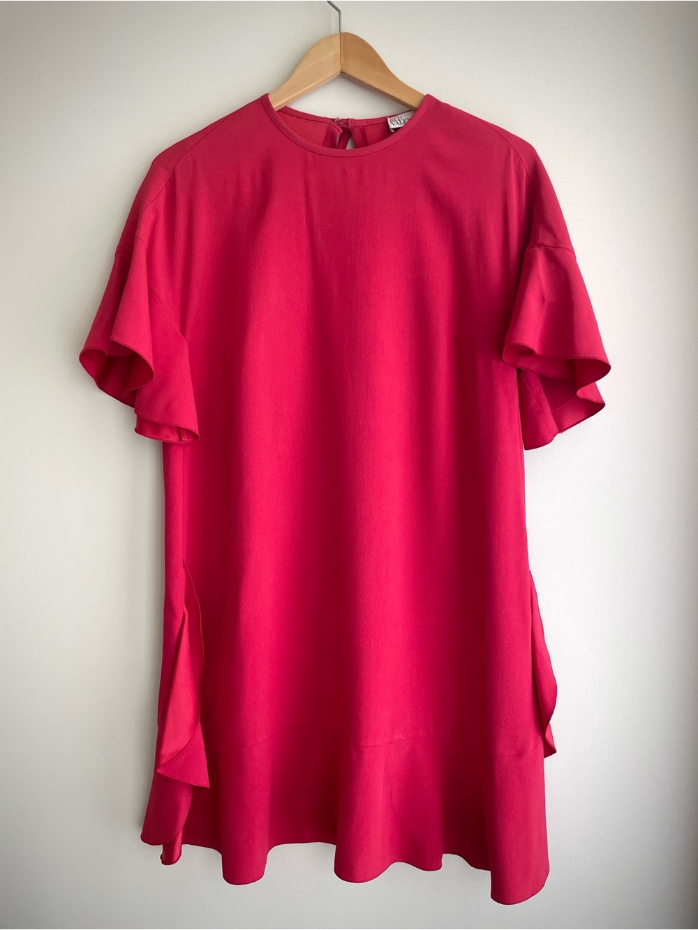 RED Valentino Vintage Ruffle Sleeve Shift Dress with Back Bows Party Dress